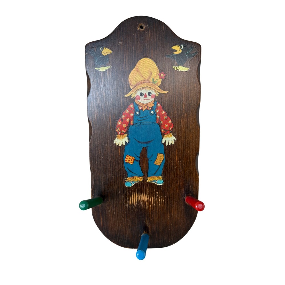 Unbranded Wall Rack Kids OS Brown Good Vintage Scarecrow Wood Peg Hook Plaque